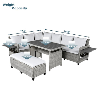 Movable bench included with the Lumière white outdoor dining set